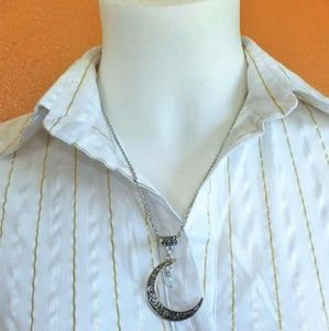 HANDMADE Crescent Moon crystal star necklace